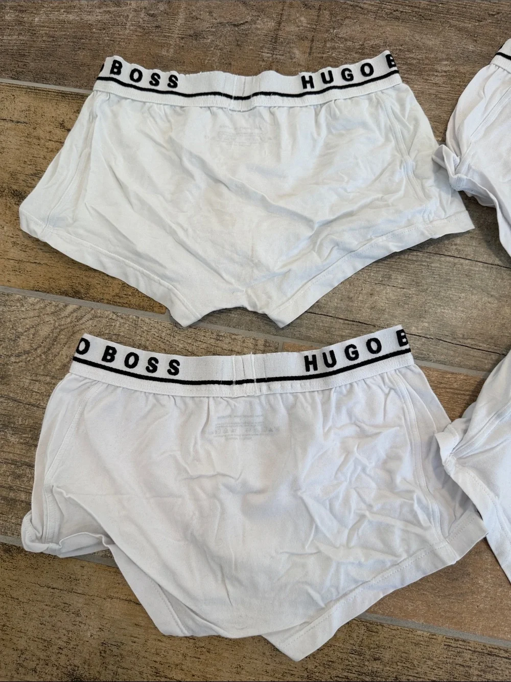Hugo Boss White Boxer Shorts / Trunk Black Branded Waistband Set of 4 Size Small